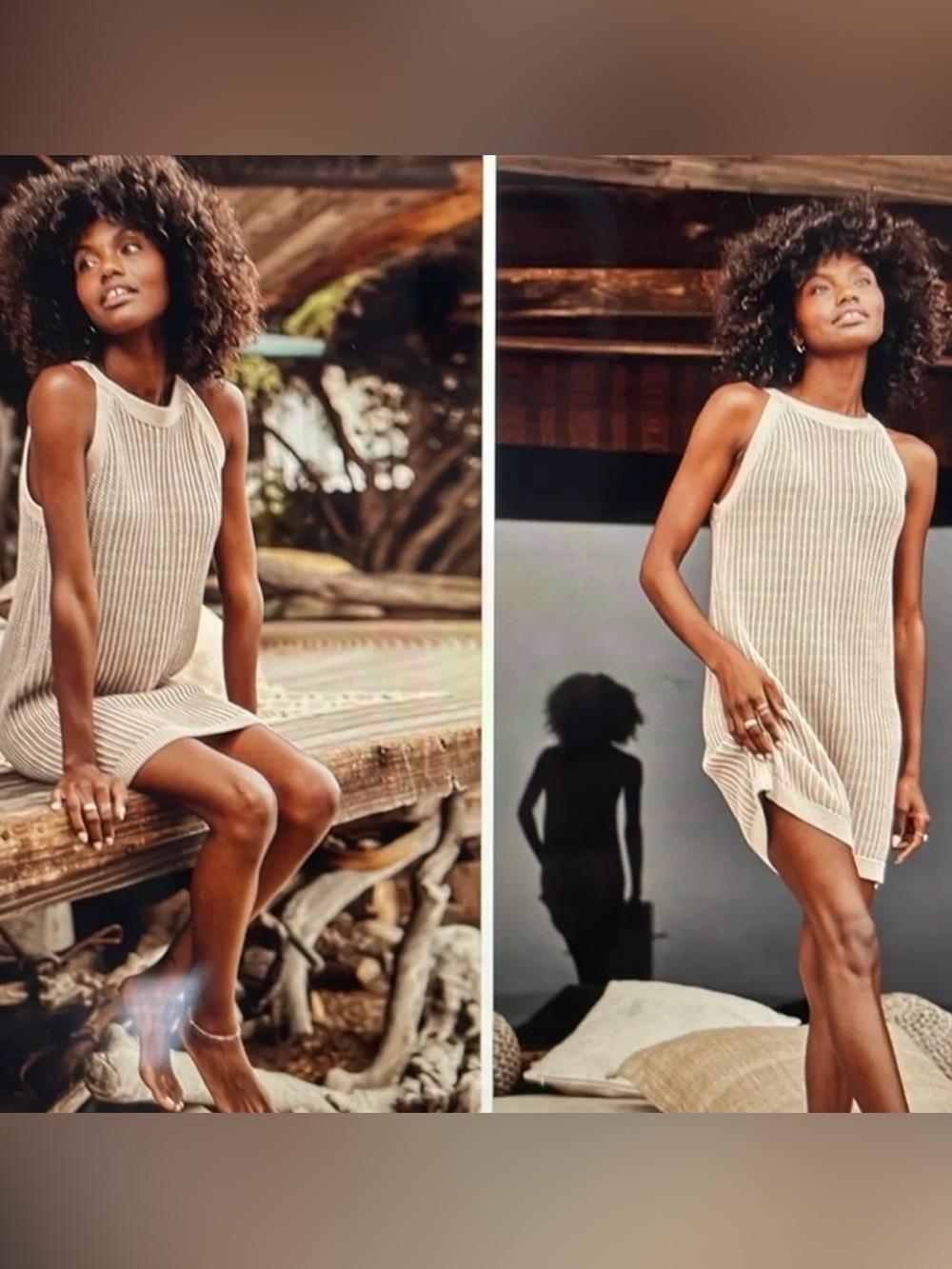 summersalt Open-Knit Beige Mini Dress Swim Coverup- Taupe - XL NWT